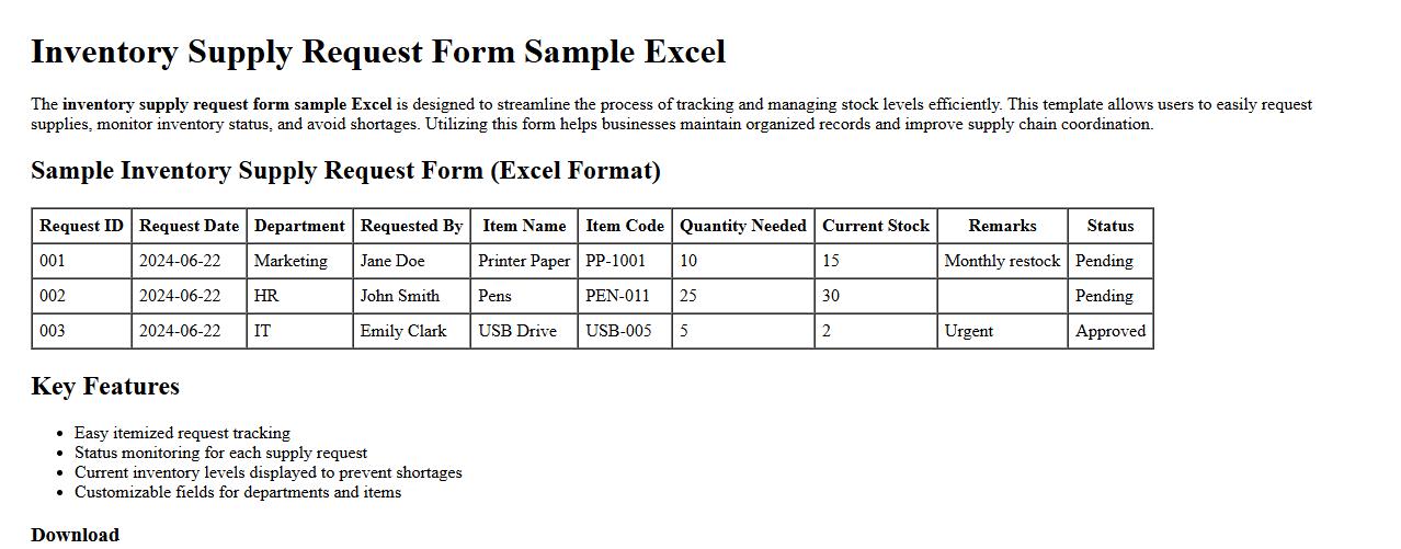inventory supply request form sample excel image preview