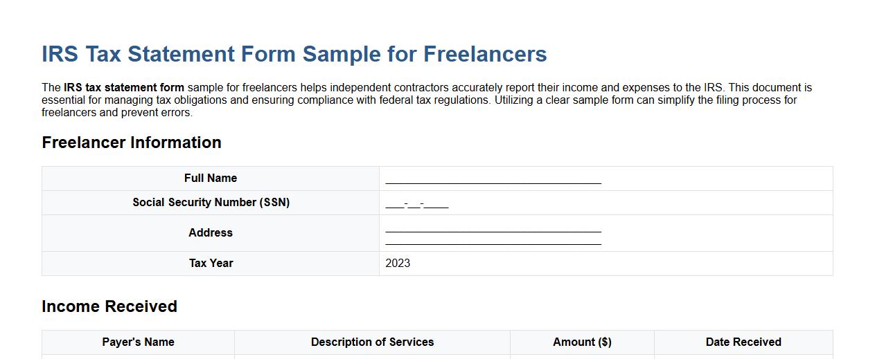 IRS tax statement form sample for freelancers image preview