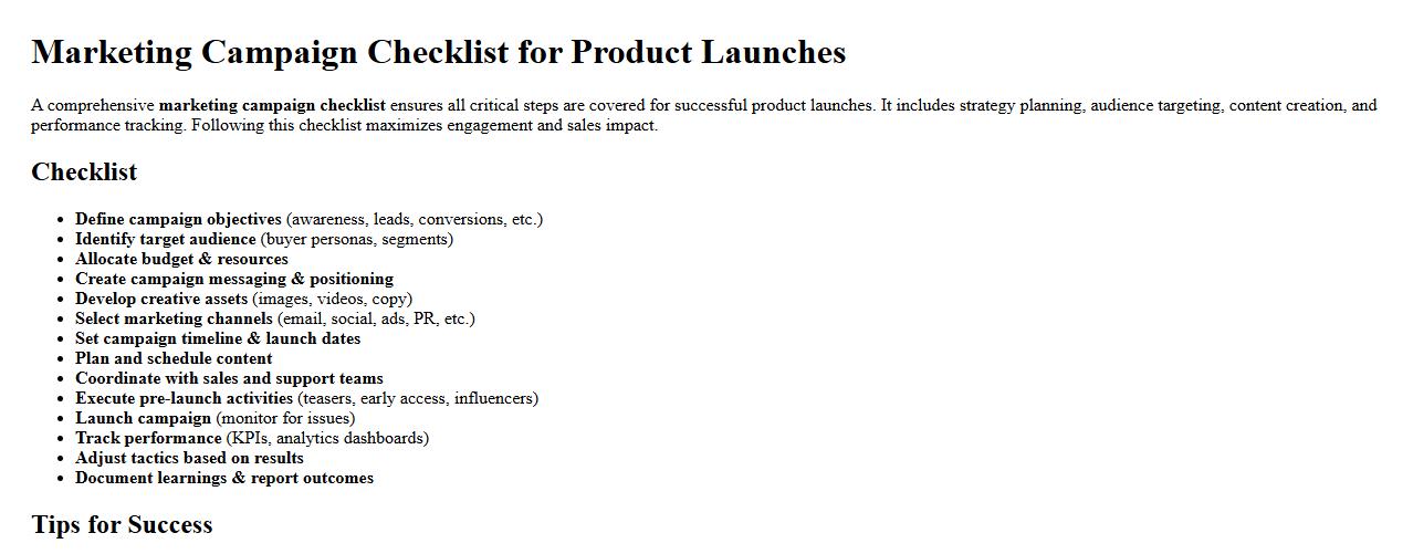 Marketing campaign checklist for product launches image preview