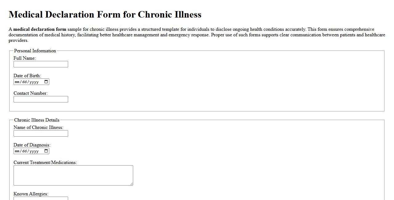 Medical declaration form sample for chronic illness image preview