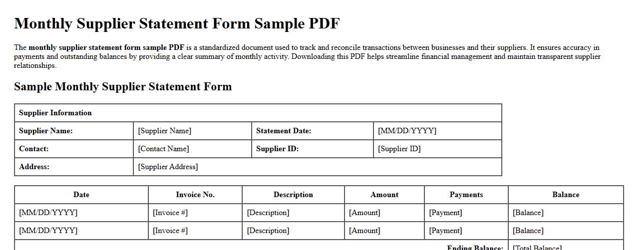 monthly supplier statement form sample pdf image preview