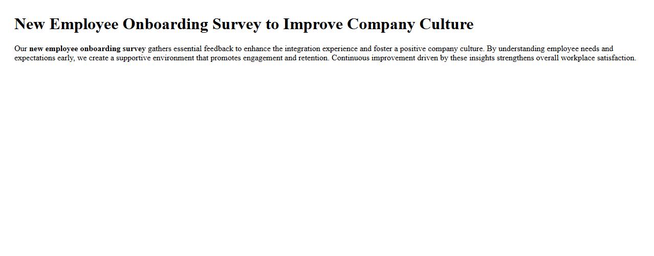 New employee onboarding survey to improve company culture image preview