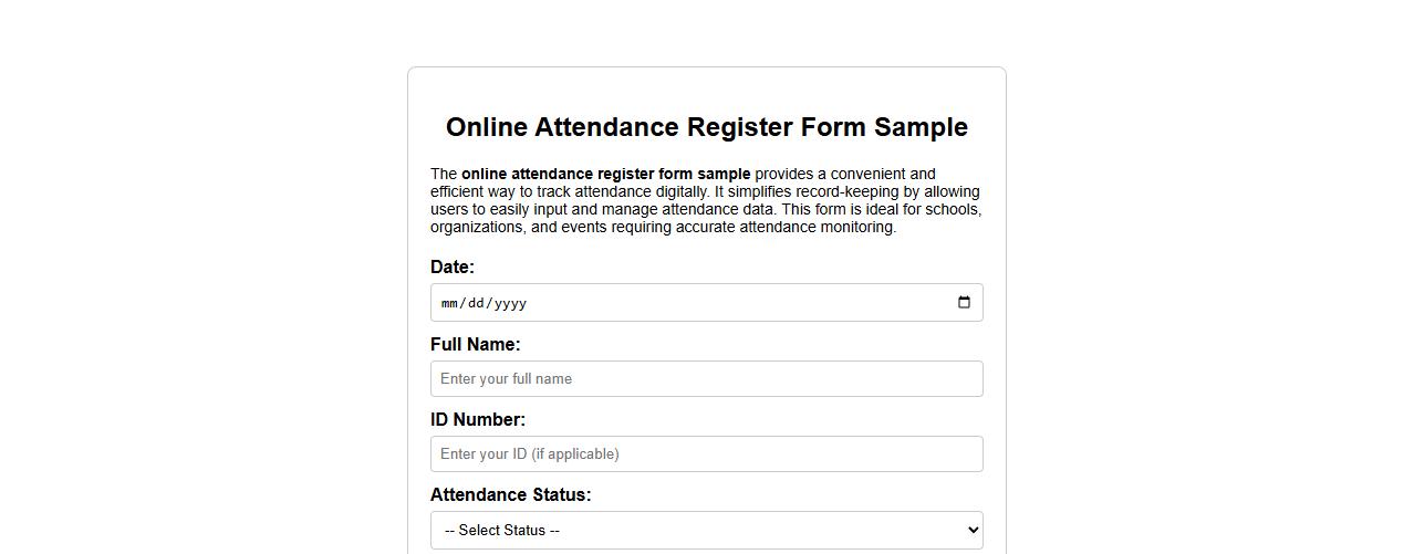 online attendance register form sample image preview