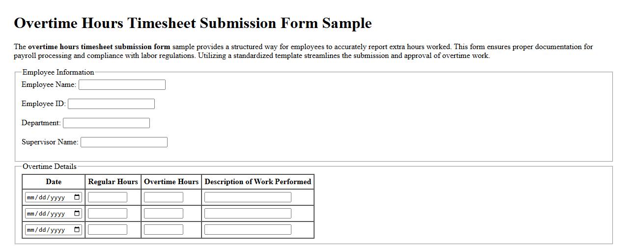 Overtime hours timesheet submission form sample image preview