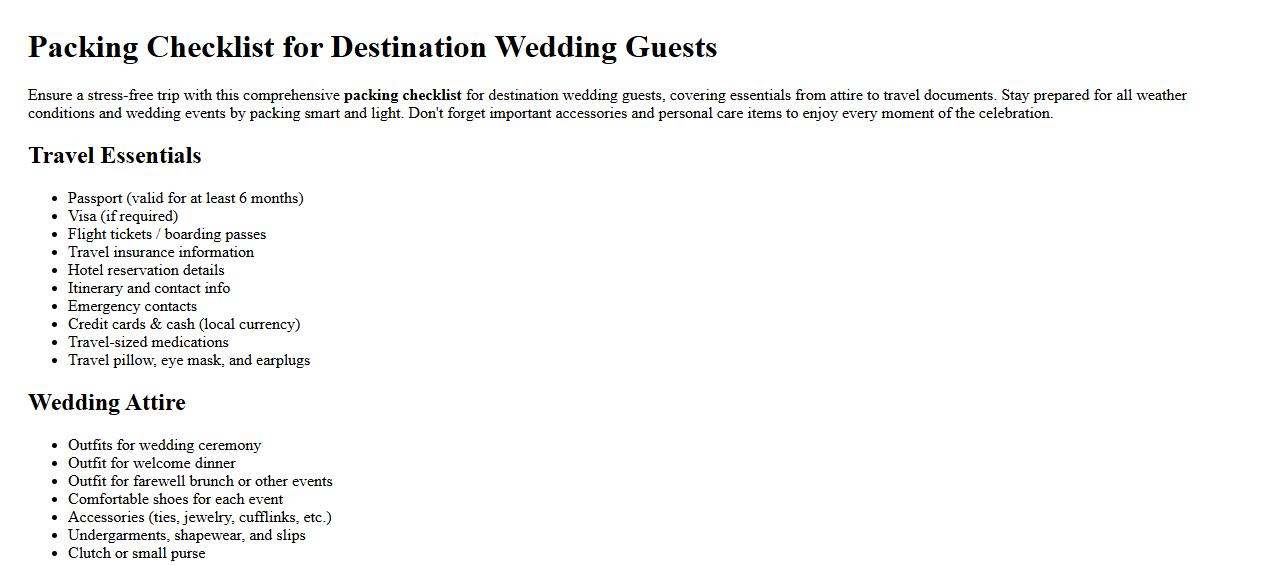 Packing checklist for destination wedding guests image preview