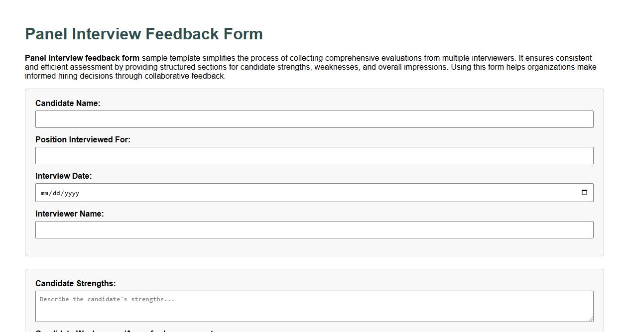 Panel interview feedback form sample template image preview