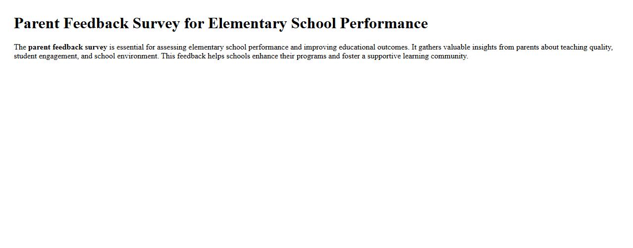 Parent feedback survey for elementary school performance image preview