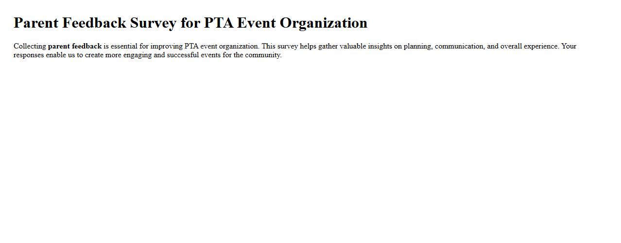 Parent feedback survey for PTA event organization image preview