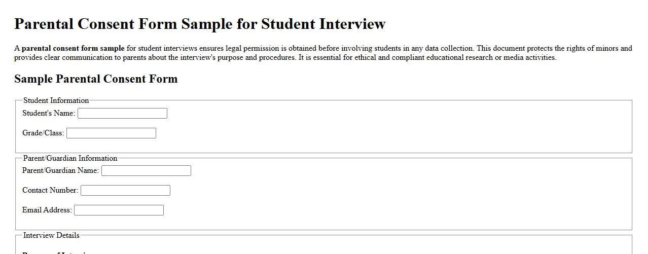 Parental consent form sample for student interview image preview