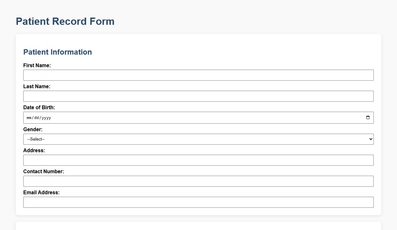 patient record form sample with consent section image preview