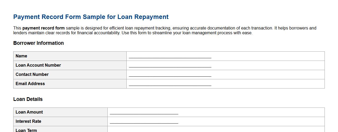 Payment record form sample for loan repayment image preview