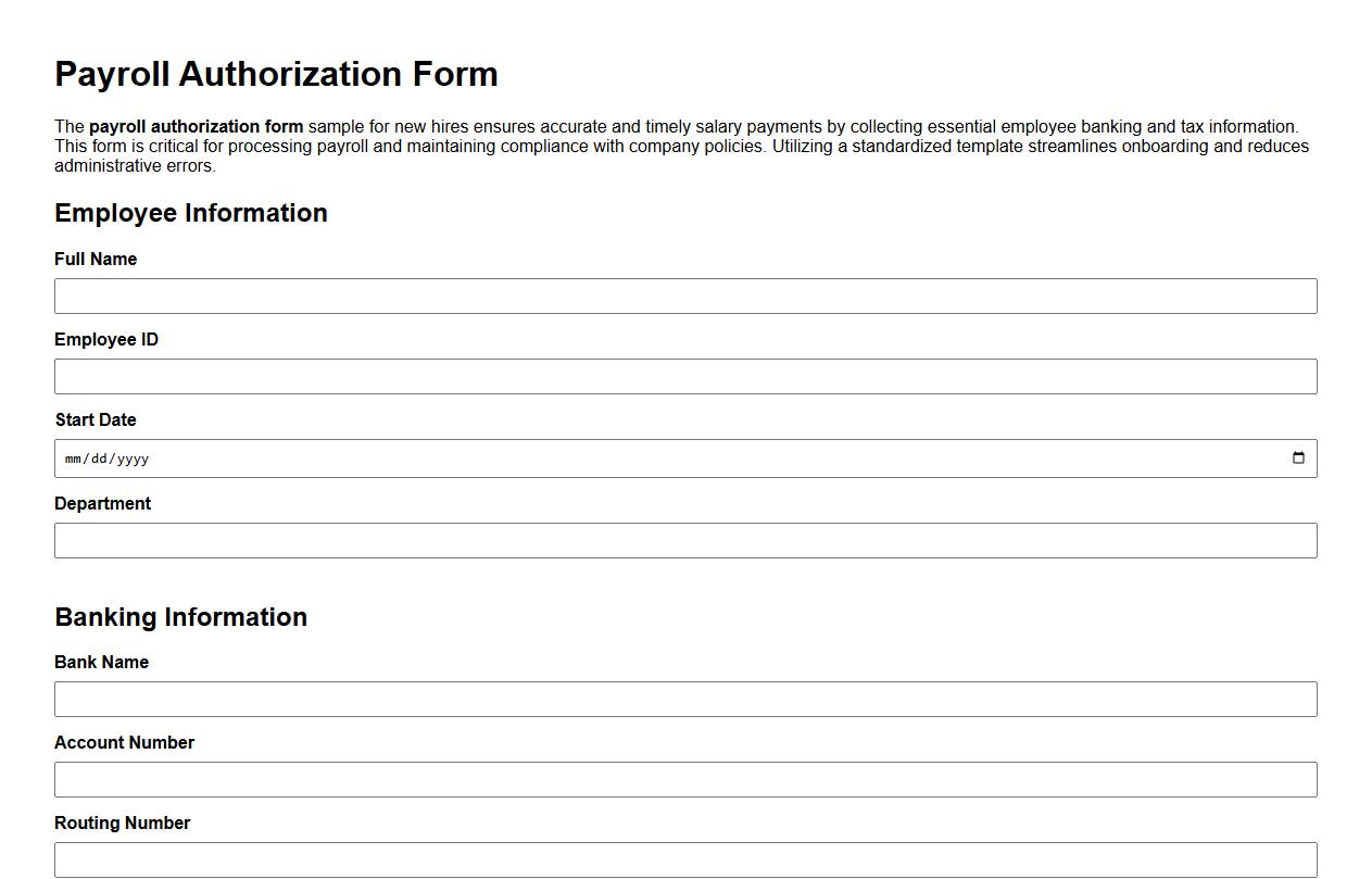 payroll authorization form sample for new hires image preview