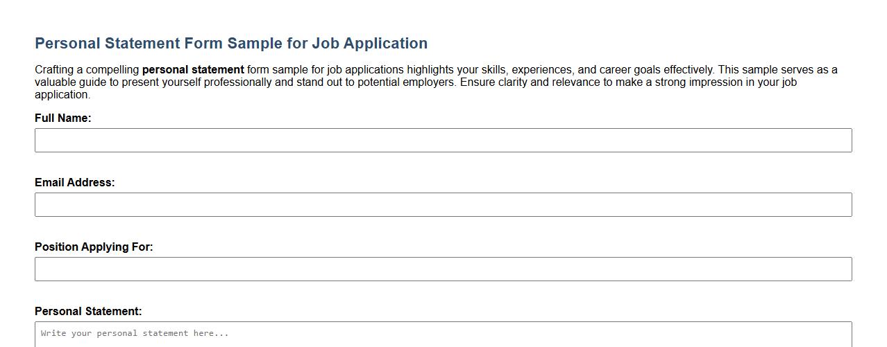 personal statement form sample for job application image preview