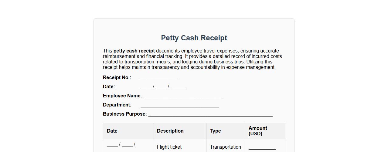 Petty cash receipt for employee travel expenses image preview
