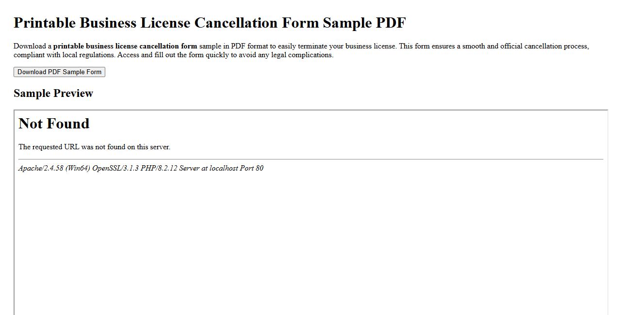 Printable business license cancellation form sample PDF image preview