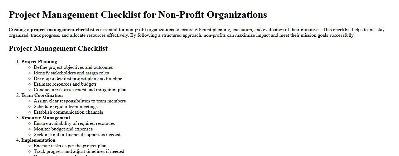 Project management checklist for non-profit organizations image preview