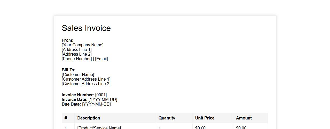 Sales invoice template with payment terms image preview