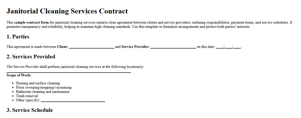 sample contract form for janitorial cleaning services image preview