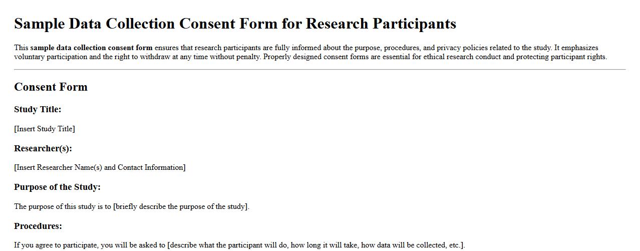 sample data collection consent form for research participants image preview