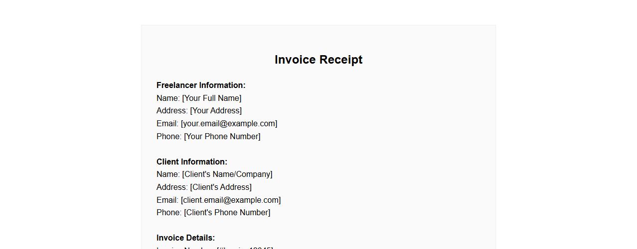sample format of invoice receipt for freelancers image preview