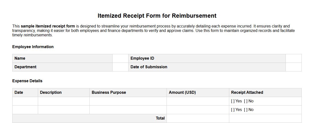 sample itemized receipt form for reimbursement image preview