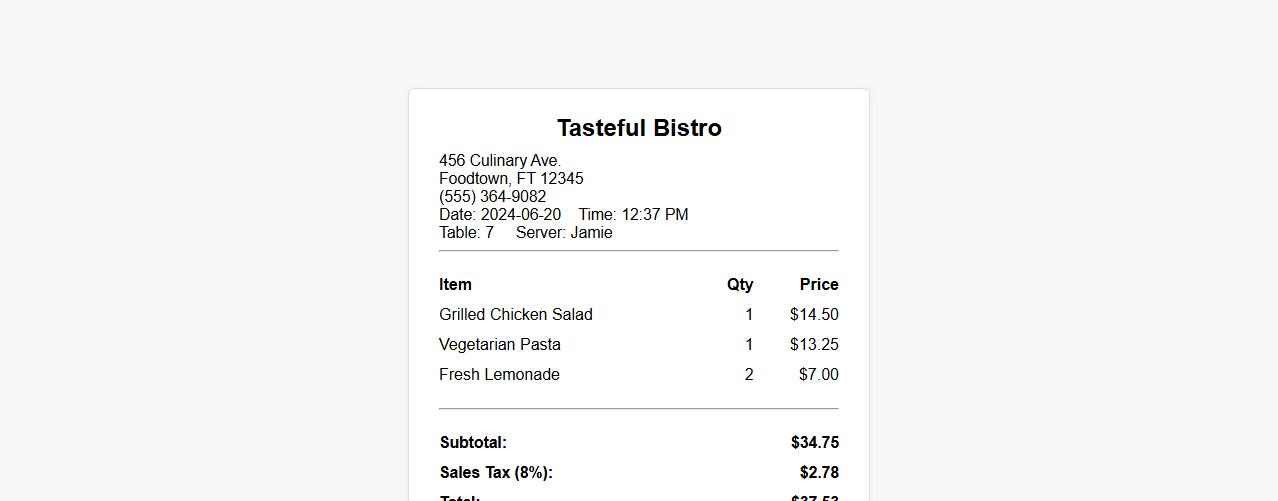 sample restaurant receipt for business expenses image preview