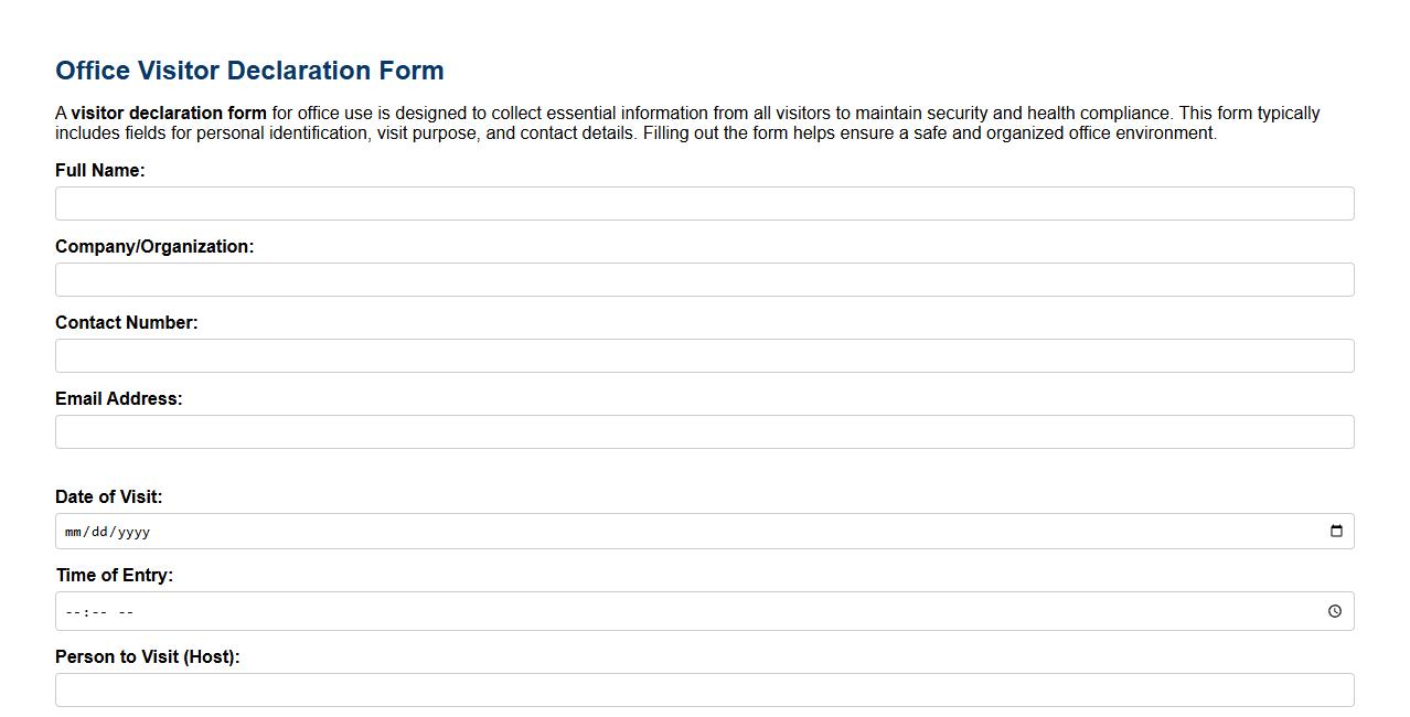 sample visitor declaration form for office image preview