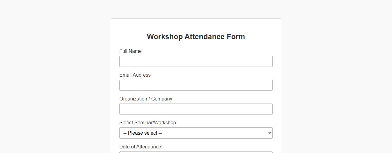 simple workshop attendance form sample for seminars image preview