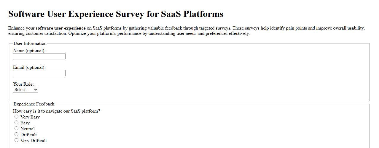 software user experience survey for SaaS platforms image preview