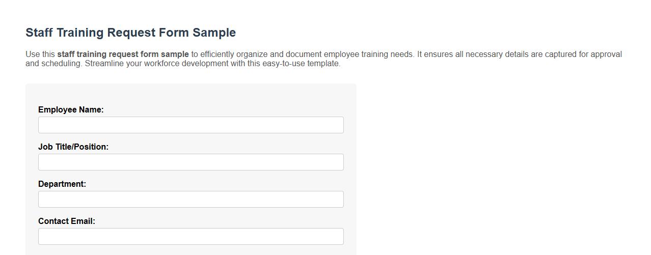 staff training request form sample image preview