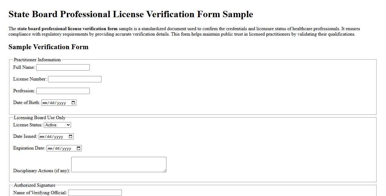 state board professional license verification form sample image preview