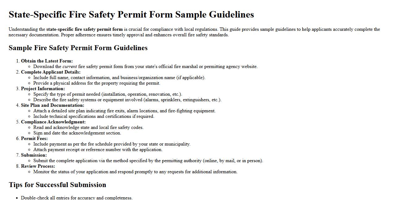 state-specific fire safety permit form sample guidelines image preview