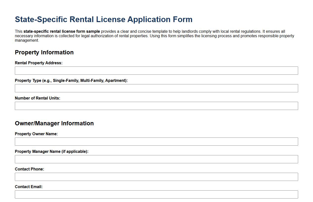 State-specific rental license form sample image preview