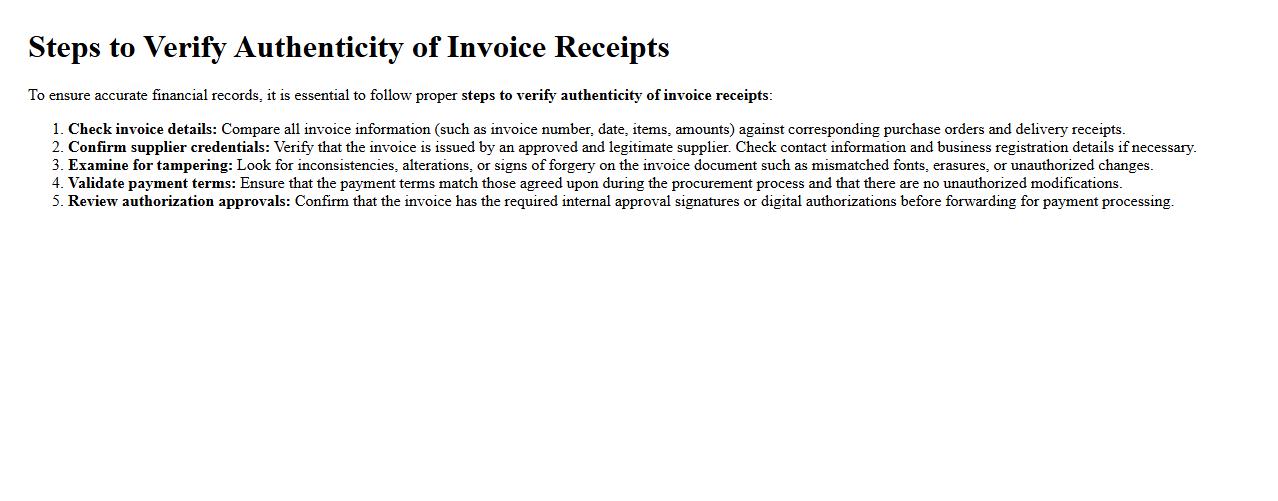 steps to verify authenticity of invoice receipts image preview