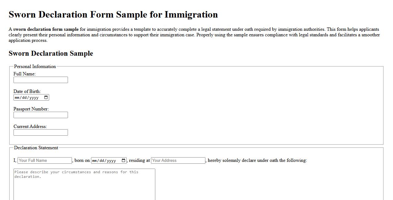 Sworn declaration form sample for immigration image preview