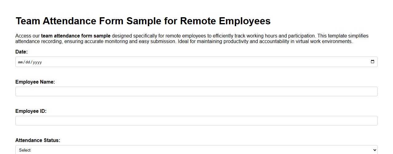 team attendance form sample for remote employees image preview