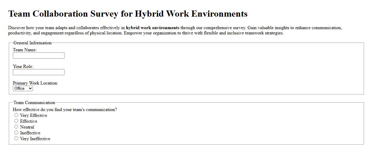 Team collaboration survey for hybrid work environments image preview