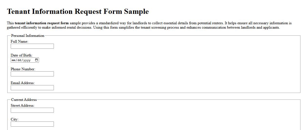 Tenant information request form sample image preview
