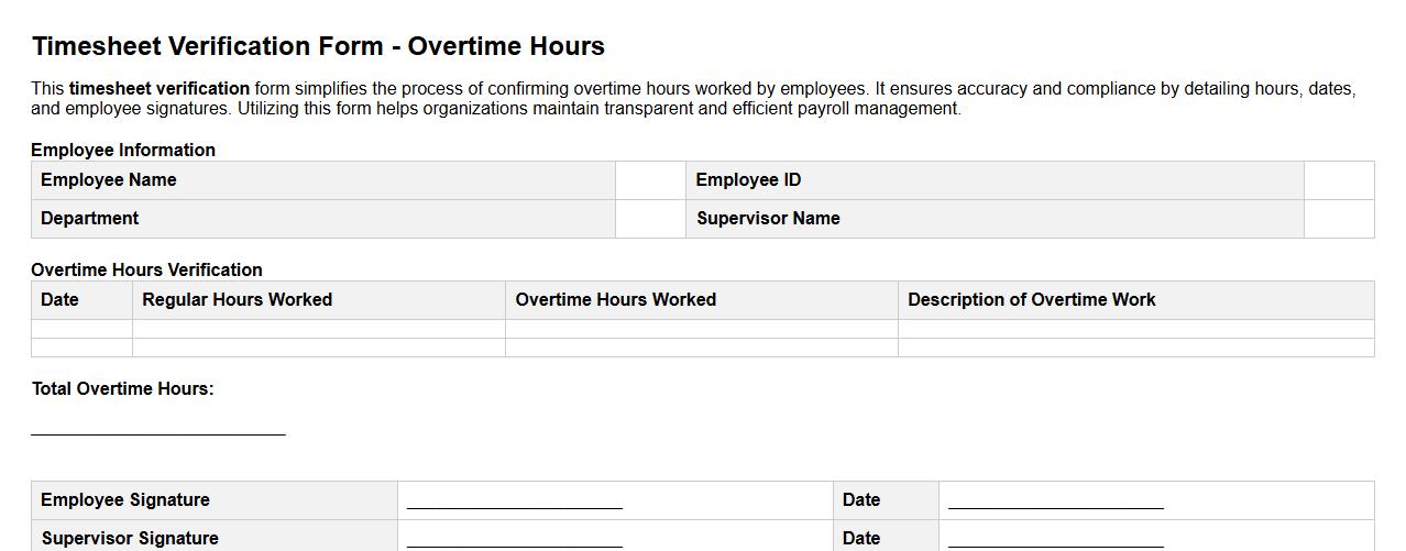 timesheet verification form sample for overtime hours image preview