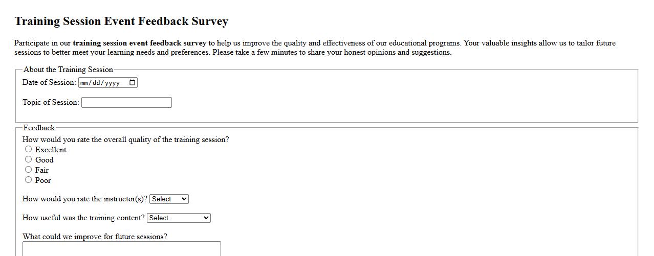 training session event feedback survey image preview
