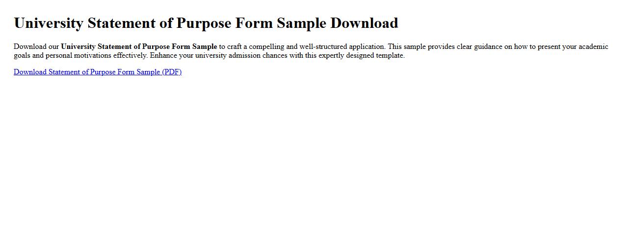 University Statement of Purpose Form Sample Download image preview