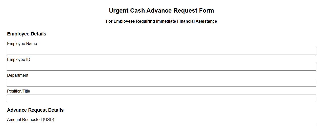 urgent cash advance request form sample for employees image preview
