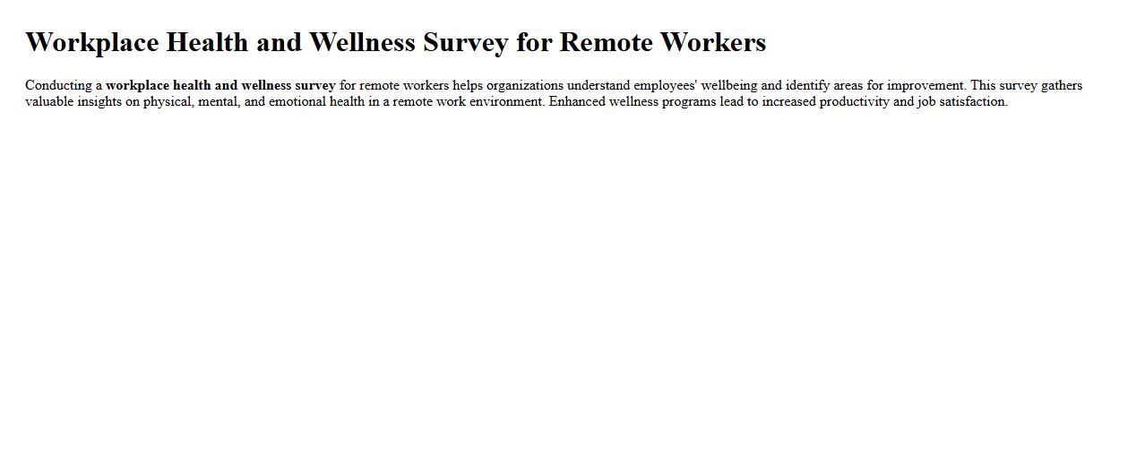 Workplace health and wellness survey for remote workers image preview