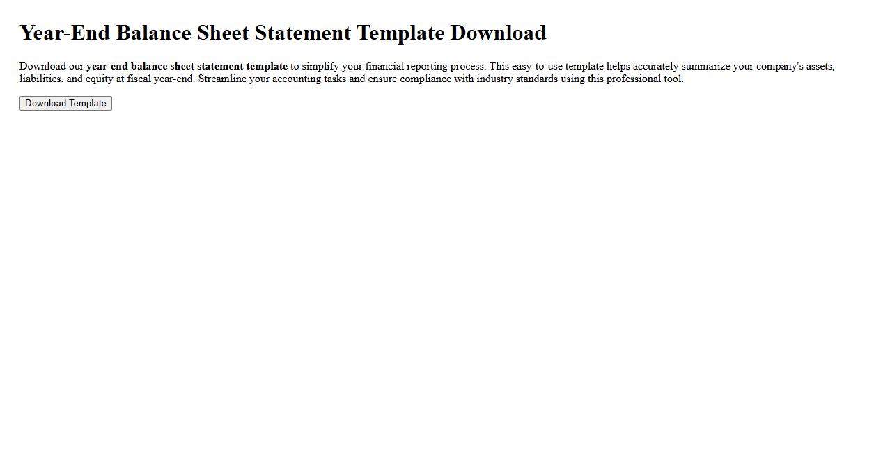 Year-end balance sheet statement template download image preview