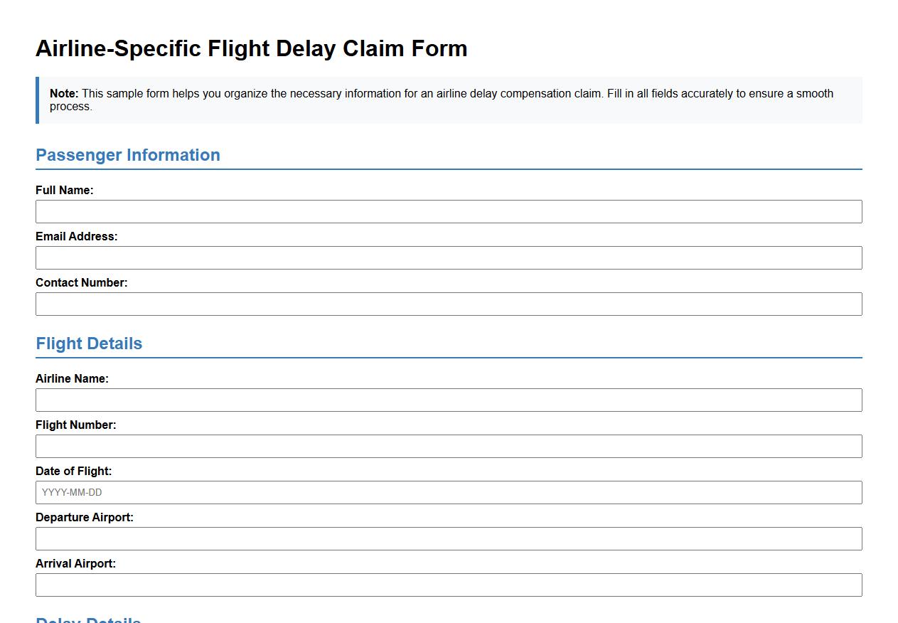 airline-specific flight delay claim form sample image preview