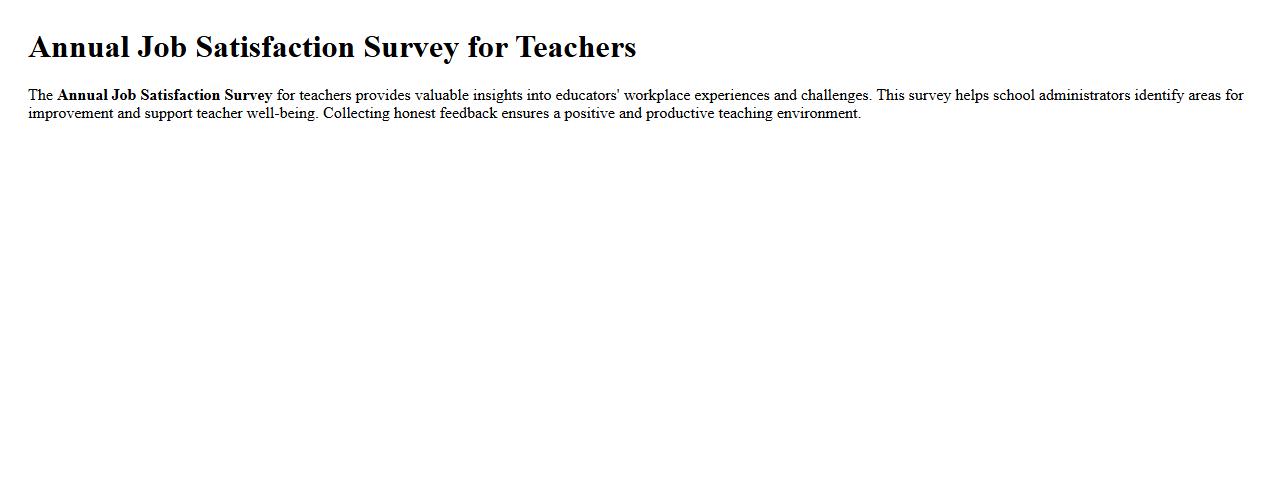 Annual job satisfaction survey for teachers image preview