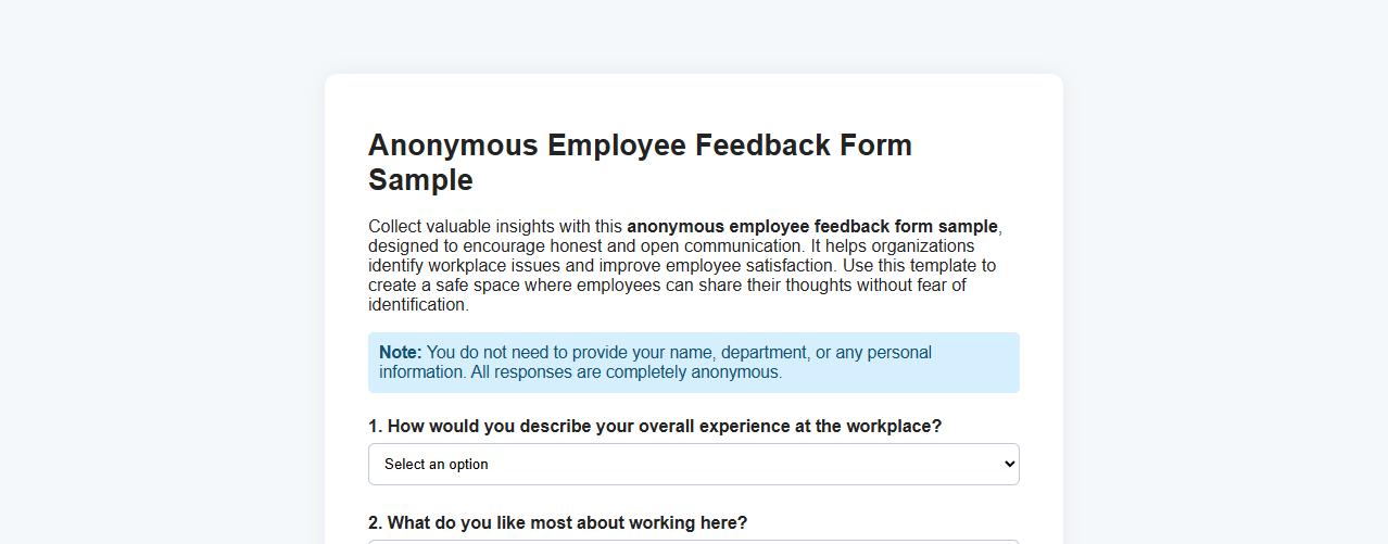 anonymous employee feedback form sample image preview