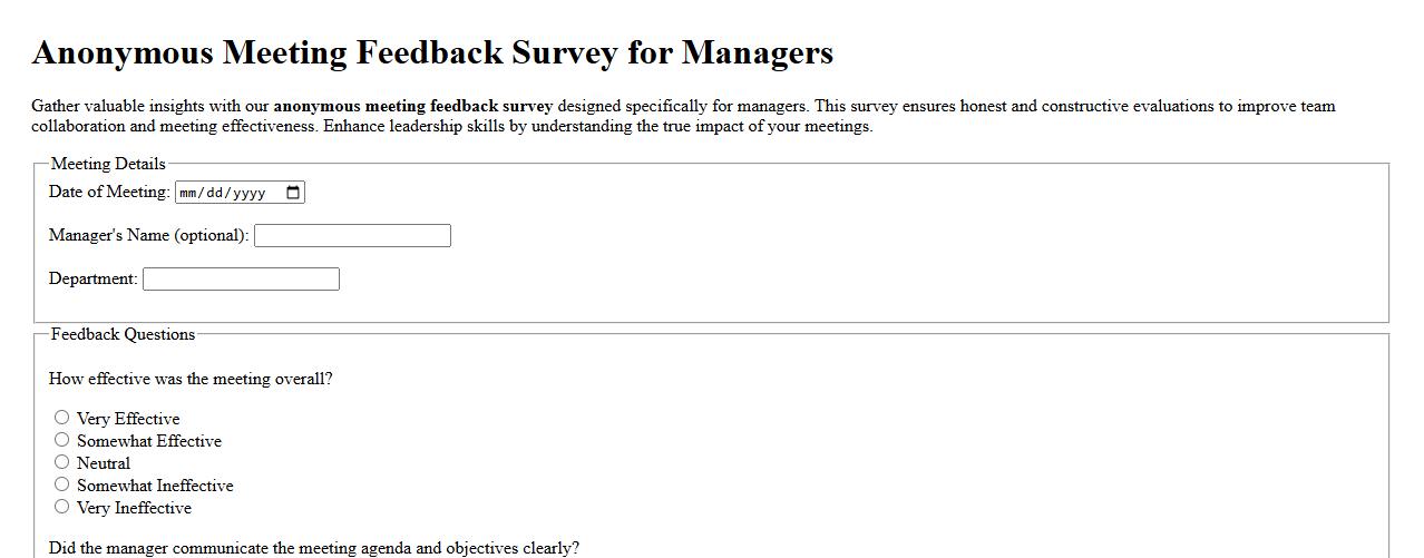anonymous meeting feedback survey for managers image preview