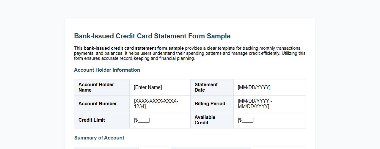 bank-issued credit card statement form sample image preview