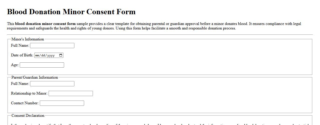 blood donation minor consent form sample image preview